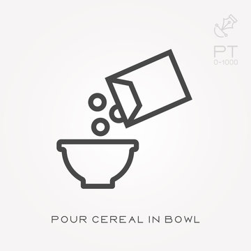 Line Icon Pour Cereal In Bowl