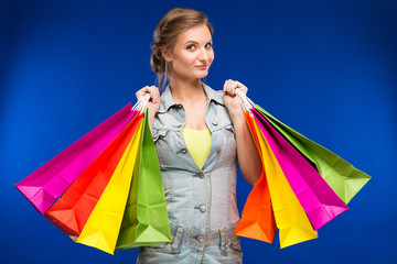 young girl with packages