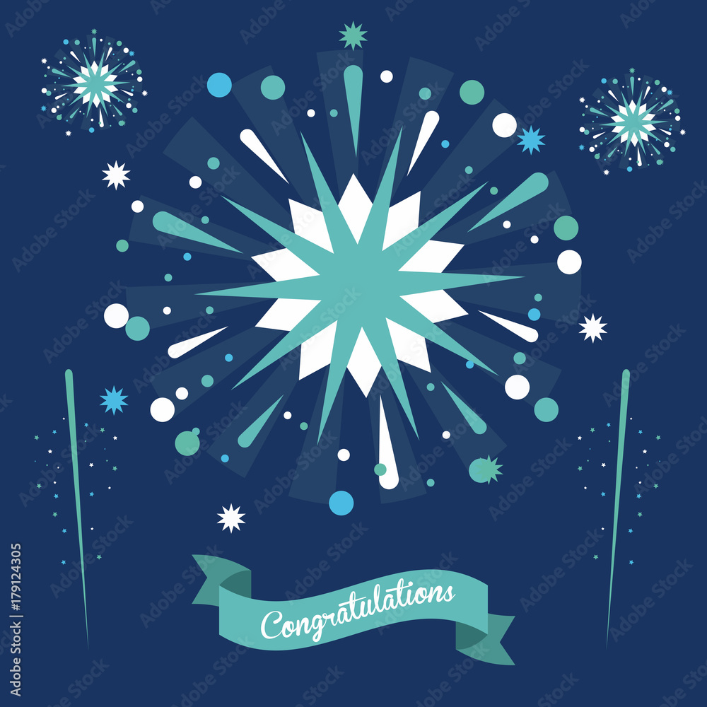 Poster firework celebrations and congratulations icon vector illustration graphic design