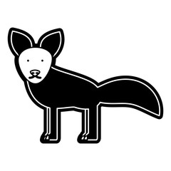 flat line  monchromatic  fox over  white background  vector illustration