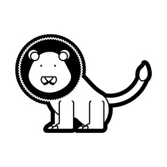 flat line  monchromatic  lion over  white background  vector illustration