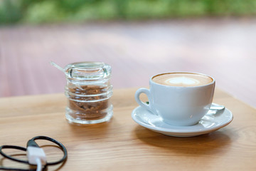 Drink & technology image of hot coffee.