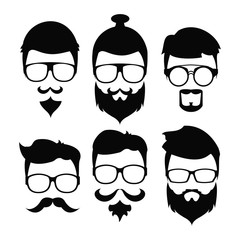 Hipster beard hair and accesories icon vector illustration graphic design