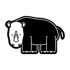 flat line  monchromatic  rhino over  white background  vector illustration