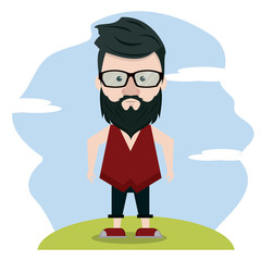 Hipster over landscape icon vector illustration graphic design