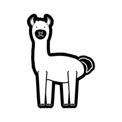 flat line  monchromatic llama over  white background  vector illustration