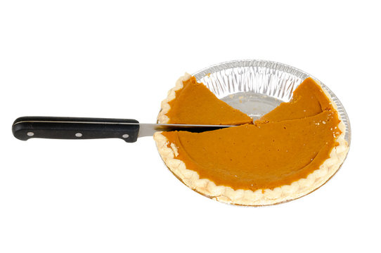 Pumkin Pie In A Dish Isolated On White