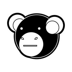 flat line  monchromatic monkey face   over  white background  vector illustration