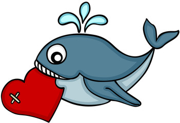 Cute whale carrying heart
