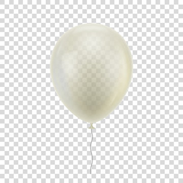 White realistic balloon. White ball isolated on a transparent background for designers and illustrators. Balloon as a vector illustration