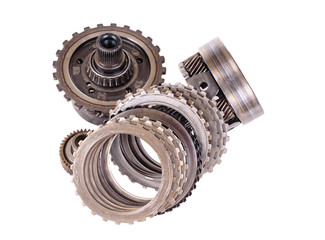 Automotive gear and bearings isolated on a white background