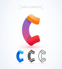 Vector letter С logo template. Material design, flat, line-art styles. Company symbol or app icon