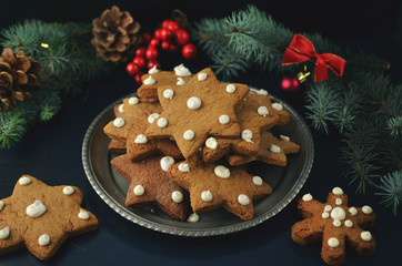 Christmas gingerbreads with decorations