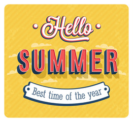Hello summer typographic design.