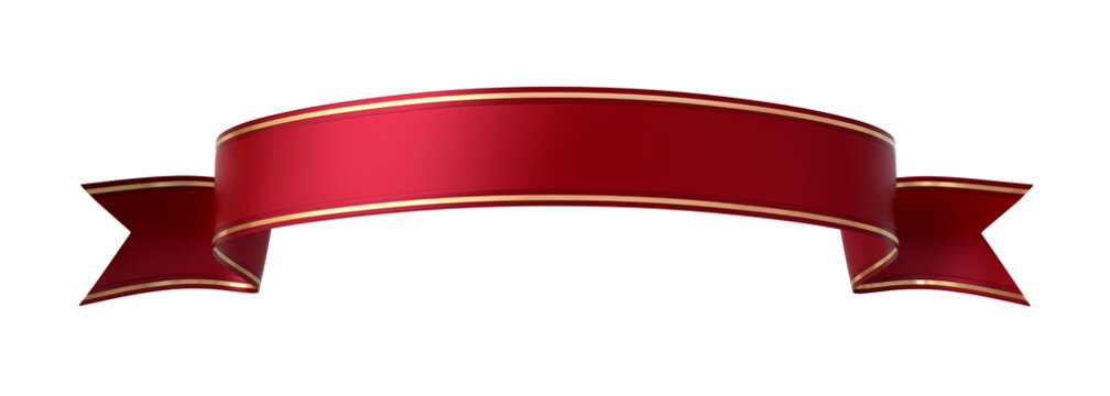 Red ribbon banner with gold border - arc up and wavy ends