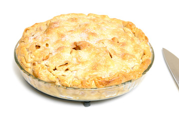 Apple pie,  with a shallow depth of field, on a white background
