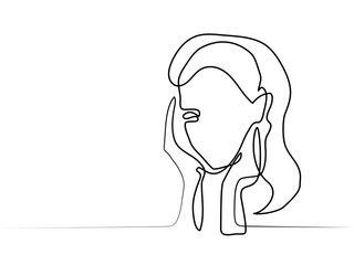 Vector continuous line. Beauty. Abstract portrait of a woman. Vector illustration.