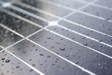 Solar panel with rain drops on nano coating