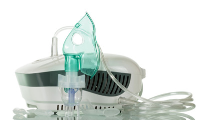 Fototapeta na wymiar Compressor inhaler with baby mask, isolated on white