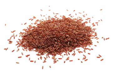 Red wild rice pile isolated on white background