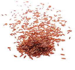 Red wild rice pile isolated on white background