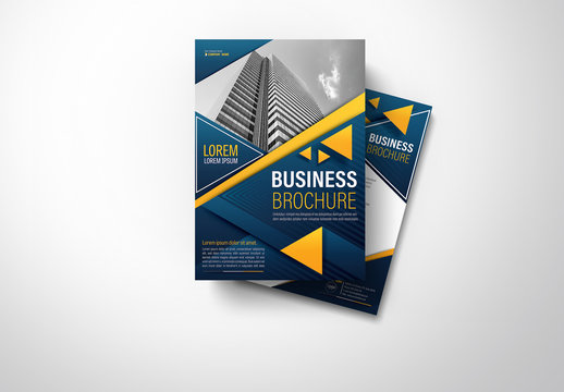 Brochure Cover Layout with Dark Blue and Orange Accents 4