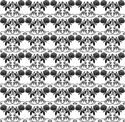 Obraz premium Vector seamless pattern. Black and white Stylized floral ornament.