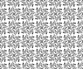 Vector seamless pattern. Black and white Stylized floral ornament.