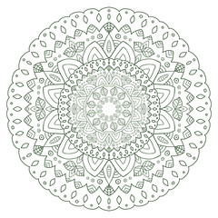 Unique mandala design. Round ornamental pattern for coloring book pages. Circle ornament for henna tattoo design.