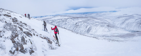 Ski touring at CairnGorm Mountain Ski Resort, Aviemore, Cairngorms National Park, Scotland