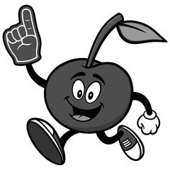 Cherry Running with Foam Finger Illustration