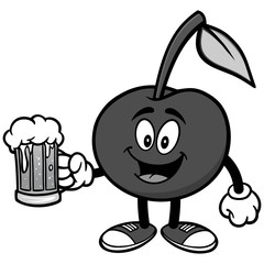 Cherry with Beer Illustration