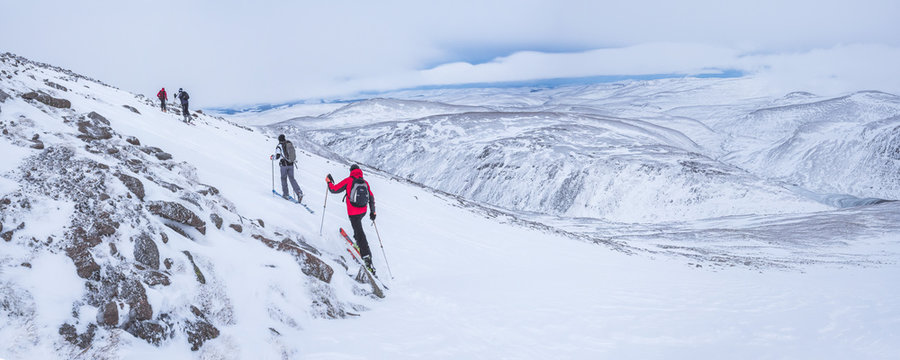 Ski touring at CairnGorm Mountain Ski Resort, Aviemore, Cairngorms National Park, Scotland