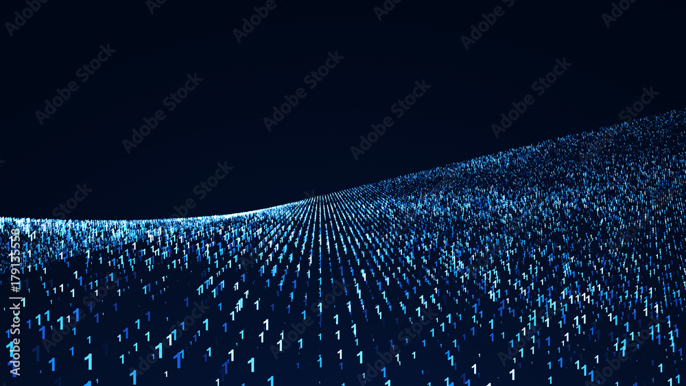 Fototapete binary code background. digital illustration. 3d rendering