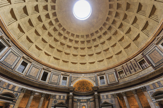 Pantheon Interior Concrete Dome, Roman Temple, Now Church, Historic Centre, Rome, Lazio