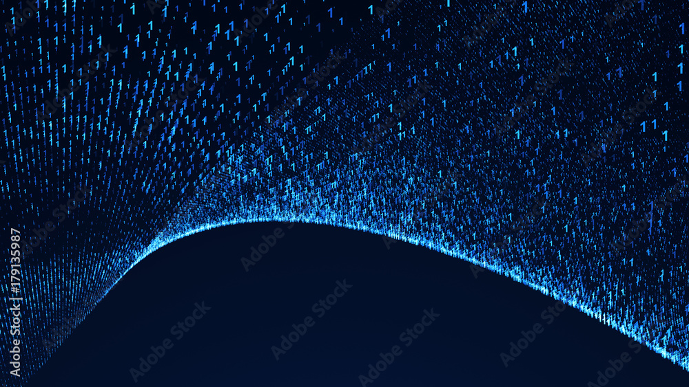 Poster binary code background. digital illustration. 3d rendering