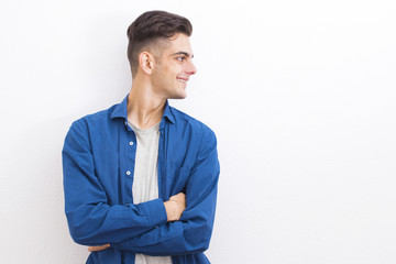 young casual style on the white wall