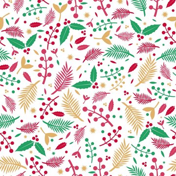 Christmas floral flat texture