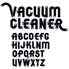 Vector capital modern alphabet letters set. Trendy rounded font, script from a to z can be used in art  poster creation. Made with industrial hose, 3d cylinder tube design.