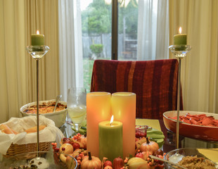 Thanksgiving Table with Candle Light