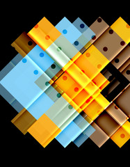 Colorful triangles and arrows on dark background