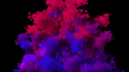 Colorful smoke on dark background. 3d rendering