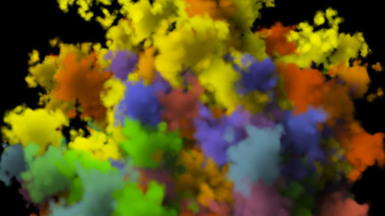 Colorful smoke on dark background. 3d rendering