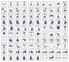 Set of camping equipment icons. Vector illustration