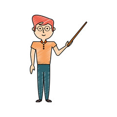 flat line colored teacher man over white background  vector illustration