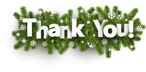 Winter thank you background with snowflakes. - obrazy, fototapety, plakaty