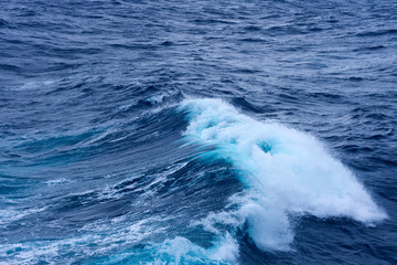 Fototapeta premium Clouds, waves and ship trace in Pacific