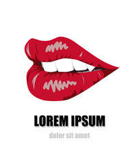 beautiful women red lips on white background