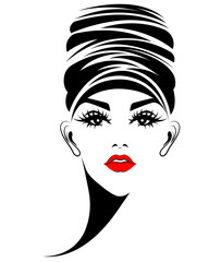 women hair style icon, logo women on white background