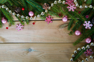 fir branches with decorations 